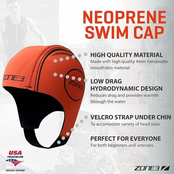 zone3-neoprene-cap.jpg Neoprene Swim Cap, orange, Zone 3